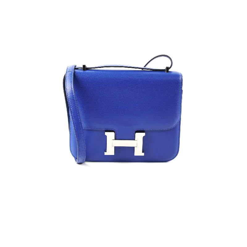 Canvas black handbag for wedding chic-ITEM 29 - Hermes 18 Mini Constance Electric Blue A Stamp