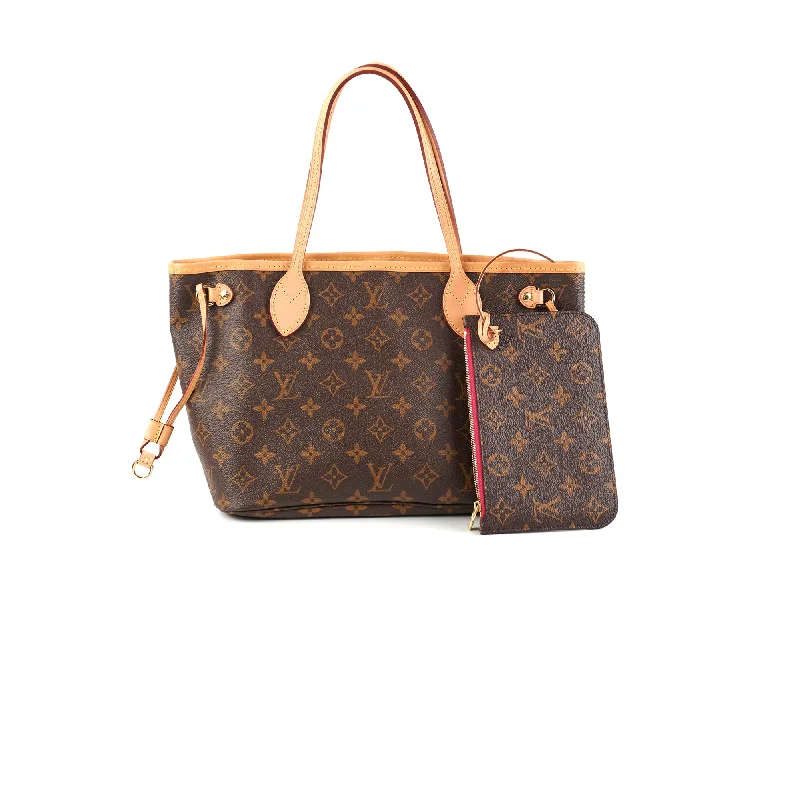 Red leather handbag for office flair-Louis Vuitton Neverfull PM Monogram