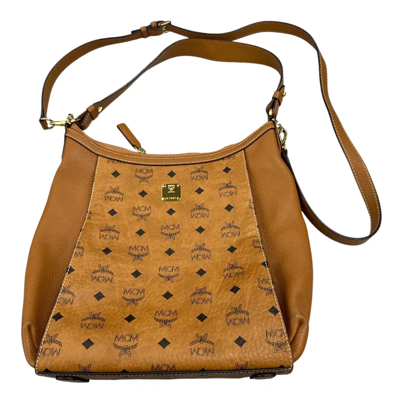 Large floral handbag for summer trips-Handbag Luxury Designer By Mcm In Brown, Size:Medium