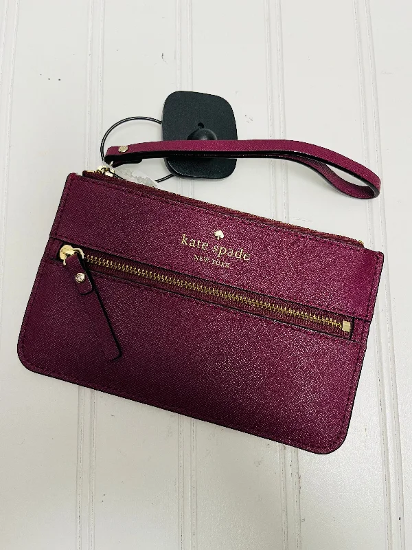 Purple suede handbag for office flair-Wristlet Designer By Kate Spade, Size: Small