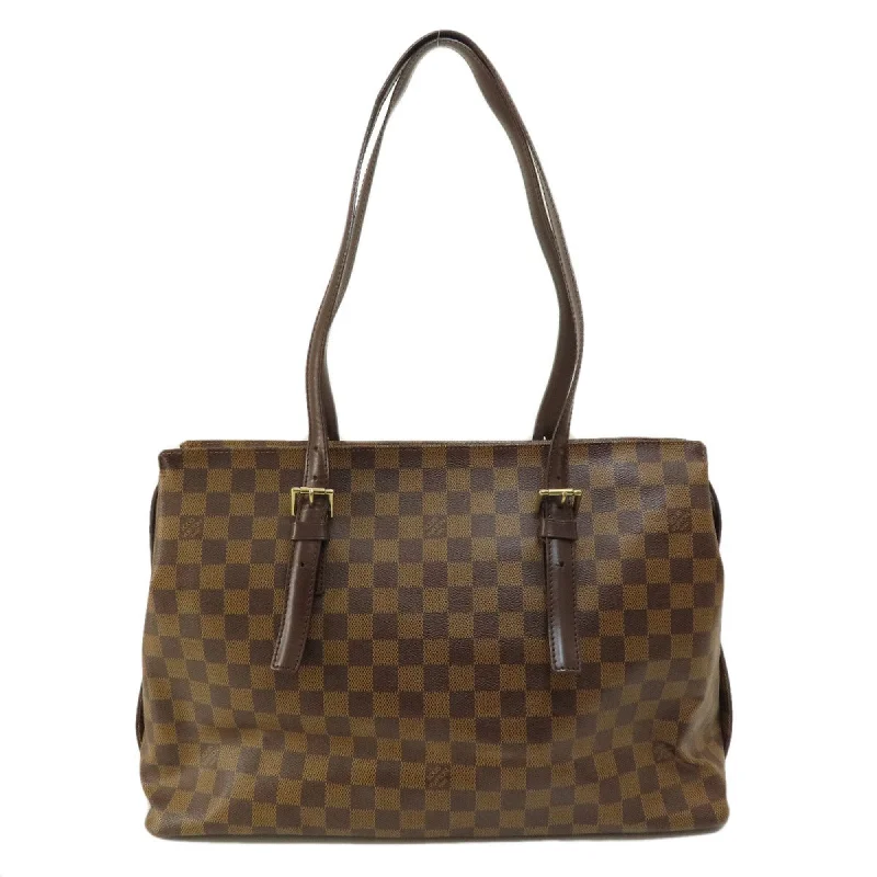 Purple canvas tote bag for parties-Louis Vuitton Damier Canvas Ebene Damier Canvas Tote Bag (Pre-Owned)