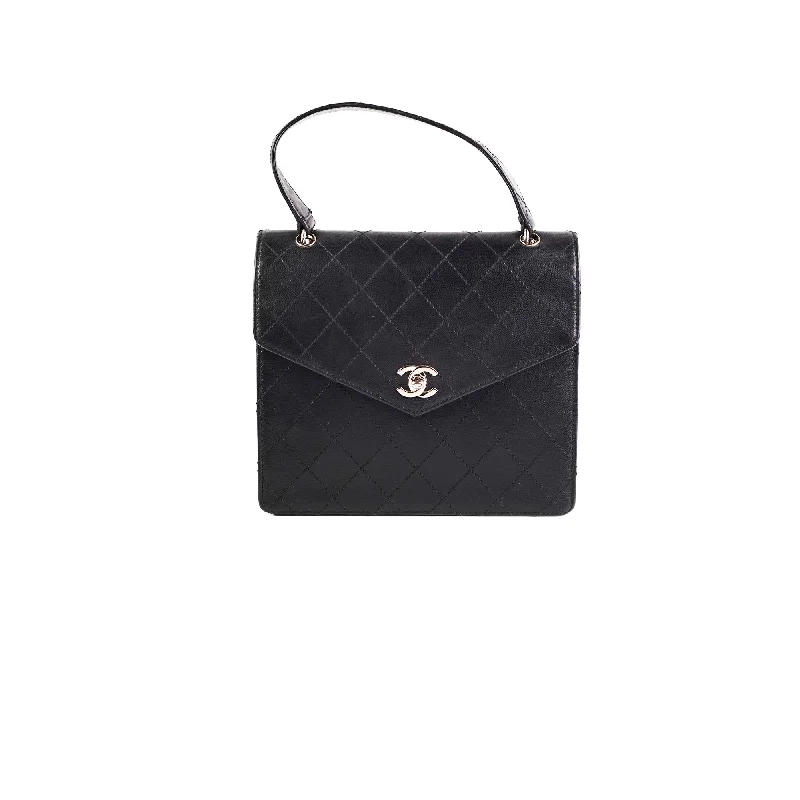 Soft grey handbag with magnetic clasp-ITEM 31 - Chanel Vintage Square Black Top Handle Bag