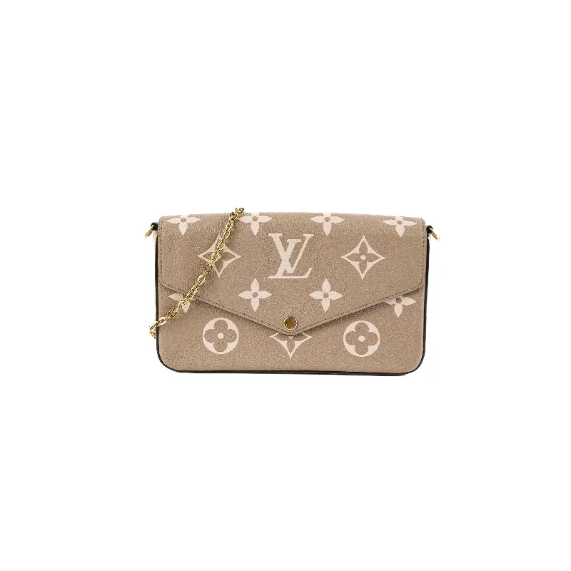 Red suede handbag for office flair-Louis Vuitton Felicie Pochette Beige Empreinte Crossbody Bag