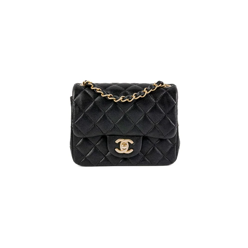 Nylon white handbag for hiking trips-Chanel 19S Mini Square Bag Black