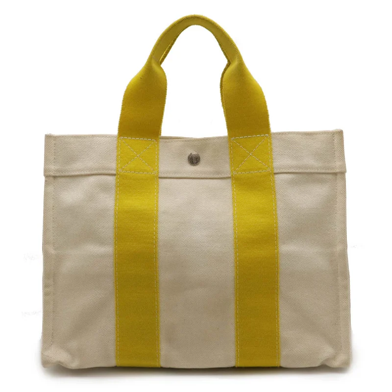 Sleek white tote bag for work-Hermes Bora Bora   yellow Canvas Handbag Tote Bag (Pre-Owned)