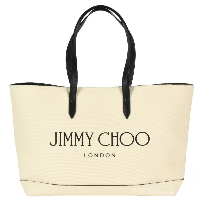 Black leather tote bag for parties-Jimmy Choo  Canvas Leather Tote Bag (Pre-Owned)