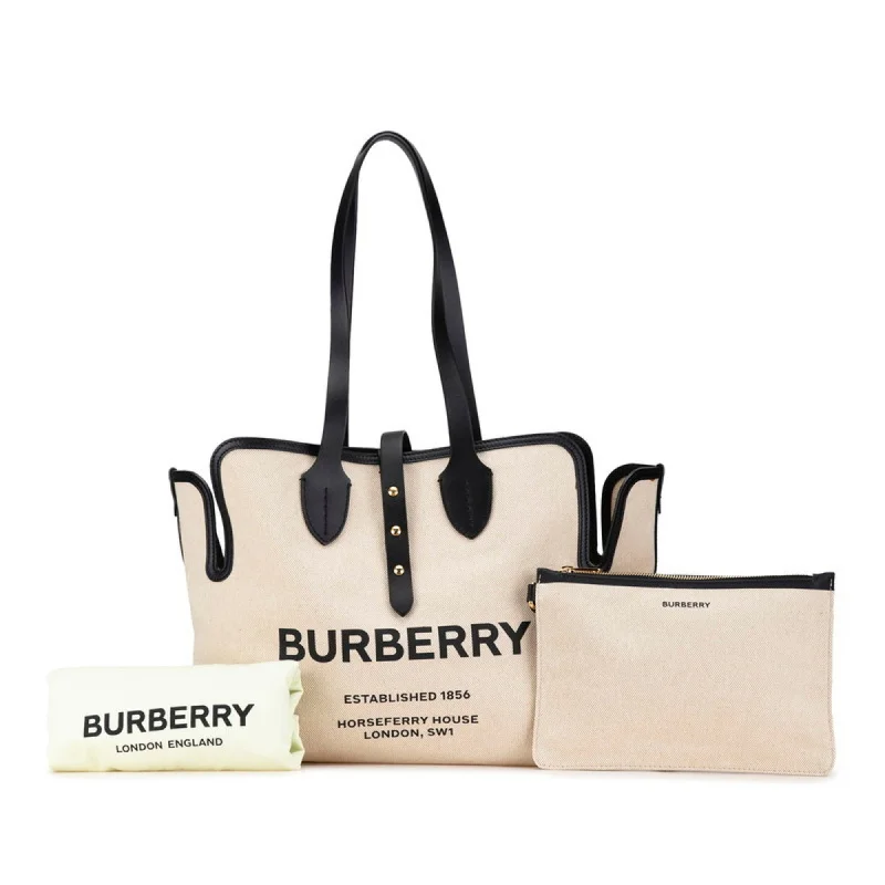 Purple nylon tote bag for casual-Burberry  Canvas Leather Shoulder Bag Tote Bag (Pre-Owned)