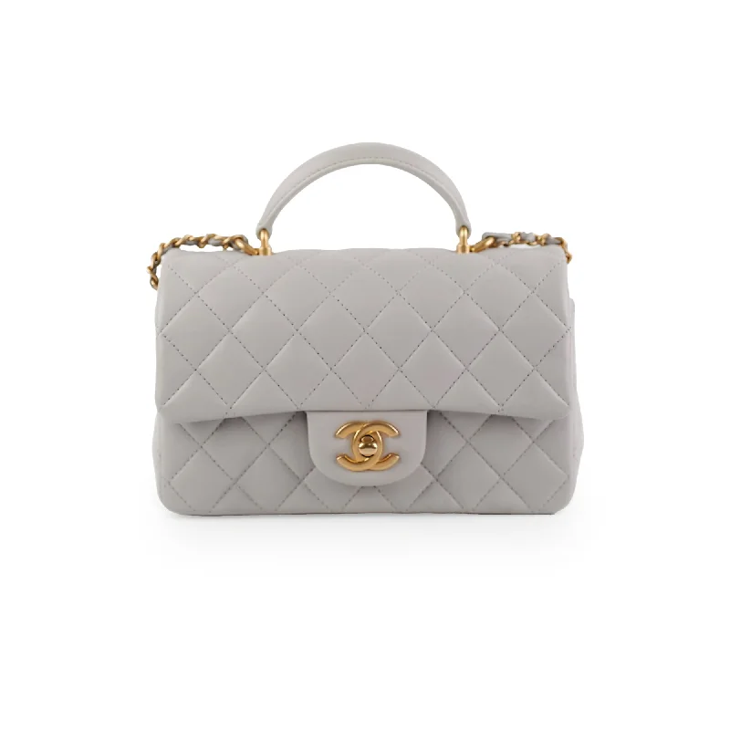 Purple quilted handbag for spring days-ITEM 28 - Chanel Mini Rectangular Grey Top Handle