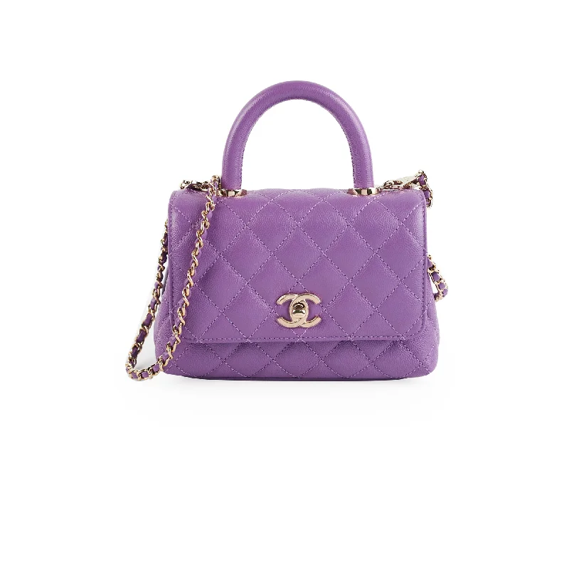 Suede blue handbag for travel ease-ITEM 9 - Chanel Mini Coco Handle Purple