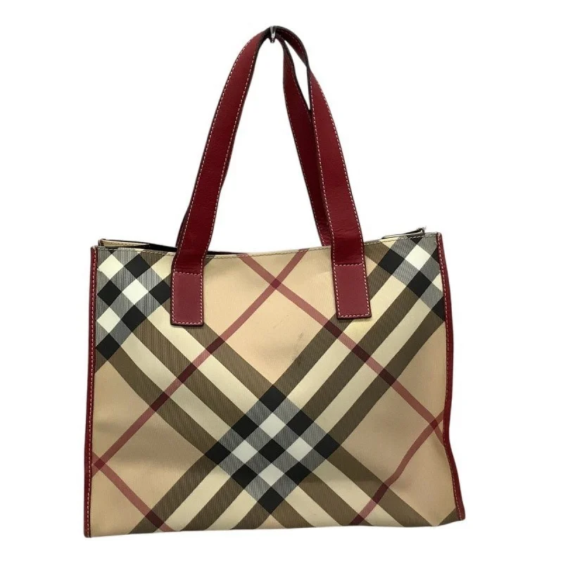 Beige quilted tote bag for school-Burberry  Leather Canvas Tote Bag (Pre-Owned)