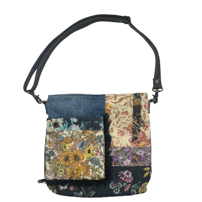 Suede blue handbag for wedding guests-Crossbody By Myra In Multi, Size:Medium