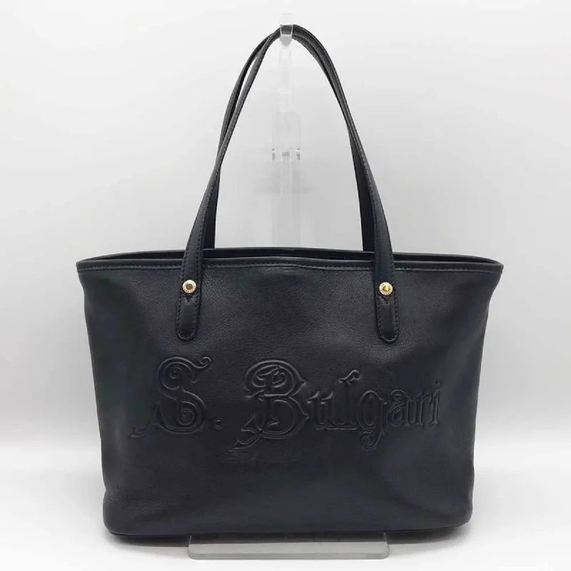 Black leather tote bag for parties-Bvlgari Collezione  Leather Tote Bag (Pre-Owned)