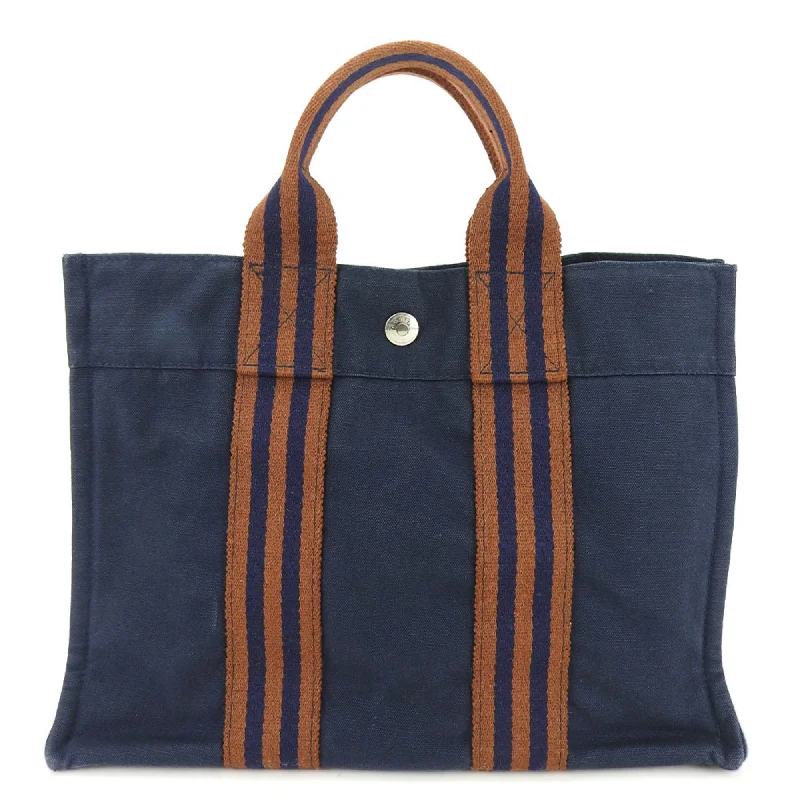 Purple nylon tote bag for casual-Hermes  Navy Canvas Tote Bag (Pre-Owned)