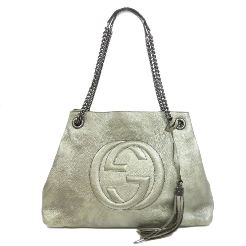 Green satin tote bag for teens-Gucci  Leather Tote Bag (Pre-Owned)