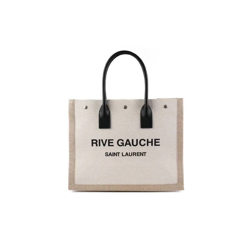 Satin white handbag for gym style-Saint Laurent Rive Gauche Beige