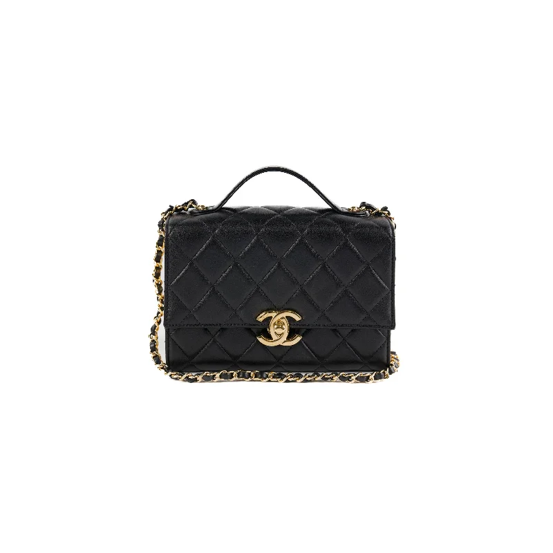 Canvas black handbag for business trips-Chanel Seasonal Rectangular Black and Gold Box Bag (Microchipped)