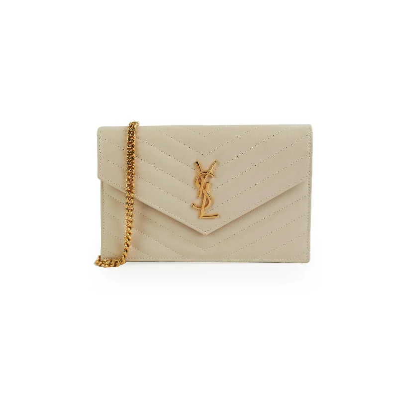 Red leather handbag for summer vibes-ITEM 24 - Saint Laurent Cassandre Envelope Cream Wallet On Chain WOC