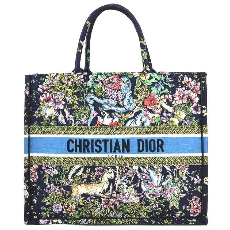 White satin tote bag for school-Christian Dior  Canvas Handbag Tote Bag (Pre-Owned)