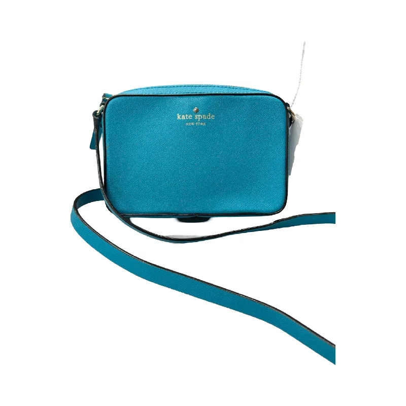 Suede blue handbag for school style-Handbag Designer By Kate Spade, Size: Small