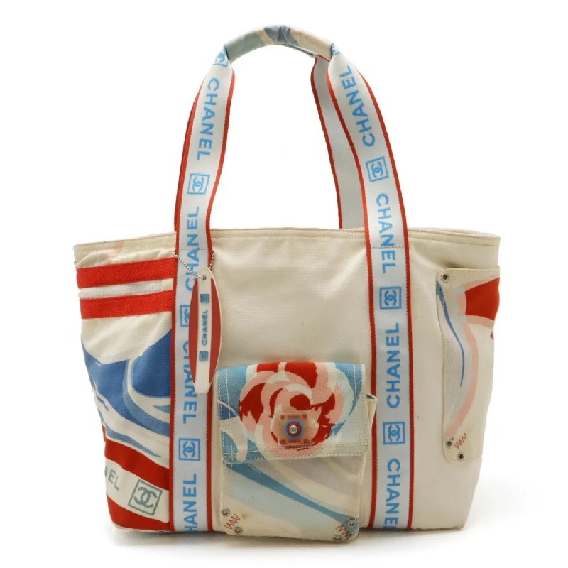 Red suede tote bag for office-Chanel ivory blue  Color Canvas Shoulder Bag Tote Bag (Pre-Owned)