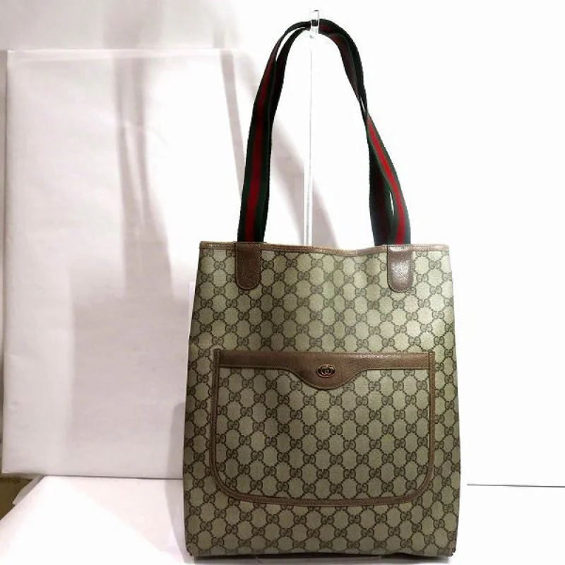 Green quilted tote bag for parties-Gucci Sherry Line    Pvc Leather Tote Bag (Pre-Owned)