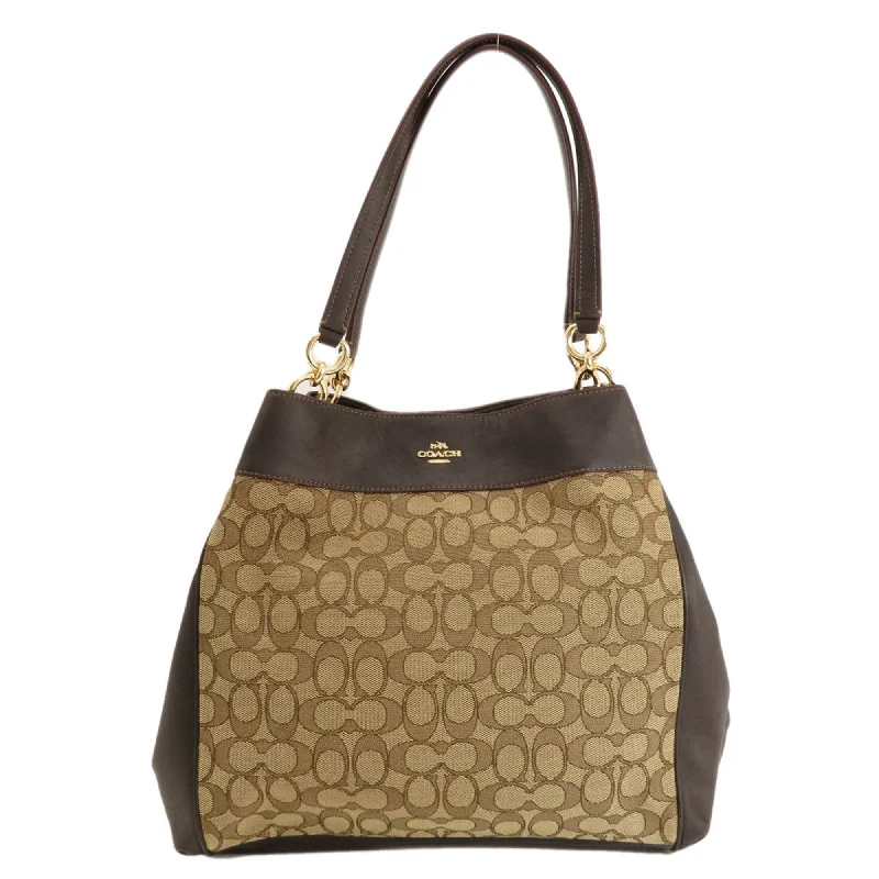 Green leather tote bag for spring-Coach Signature  Signature Line Tote Bag (Pre-Owned)