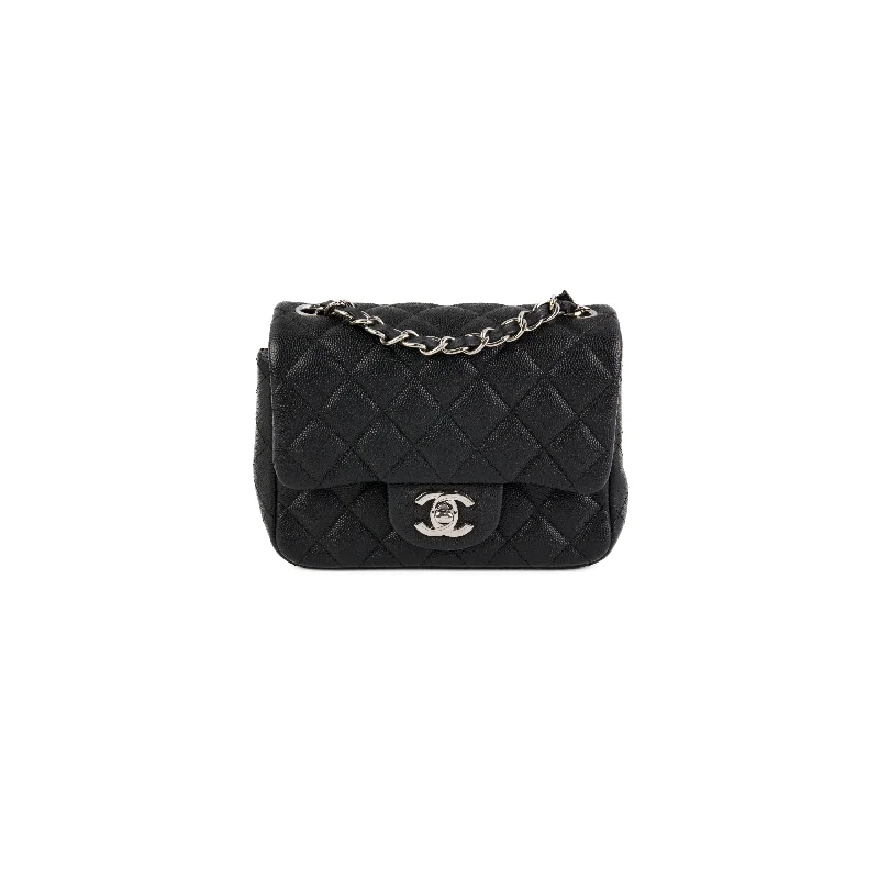 Purple quilted handbag for busy moms-ITEM 18 - Chanel Mini Square Black Caviar