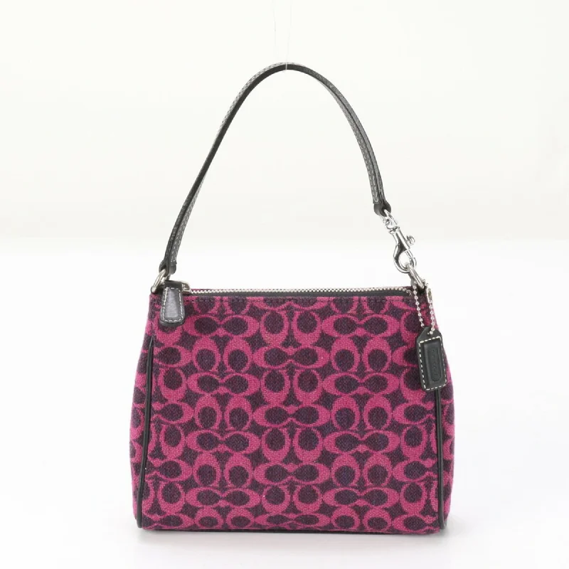 Black velvet tote bag for teens-Coach Signature pink  Leather Canvas Handbag Tote Bag (Pre-Owned)