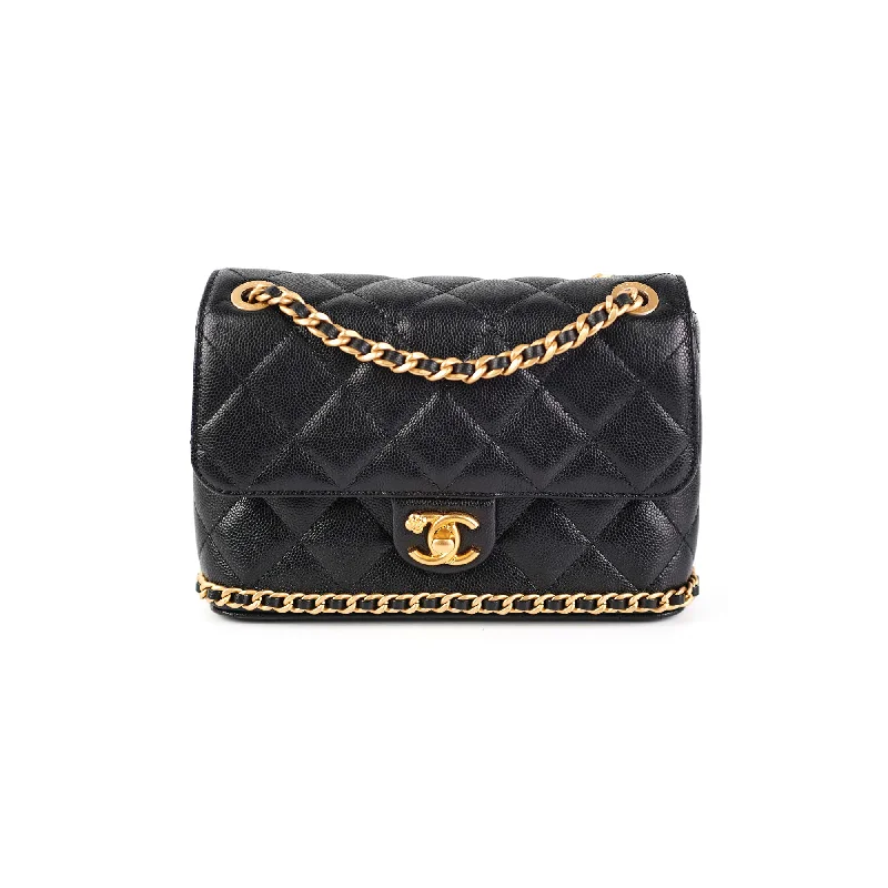 Red satin handbag for teen fashion-Chanel Seasonal Flap Black Caviar