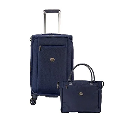 suitcase with slim styles -Delsey Luggage Montmartre 2 Piece Tote And 21 Inch Suitcase, Navy