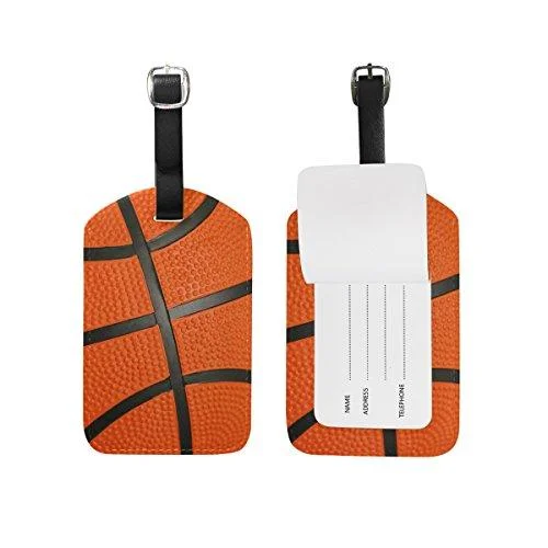 suitcase for romantic getaways -Alaza Sport Basketball Luggage Tag For Baggage Suitcase Bag Leather 1 Piece