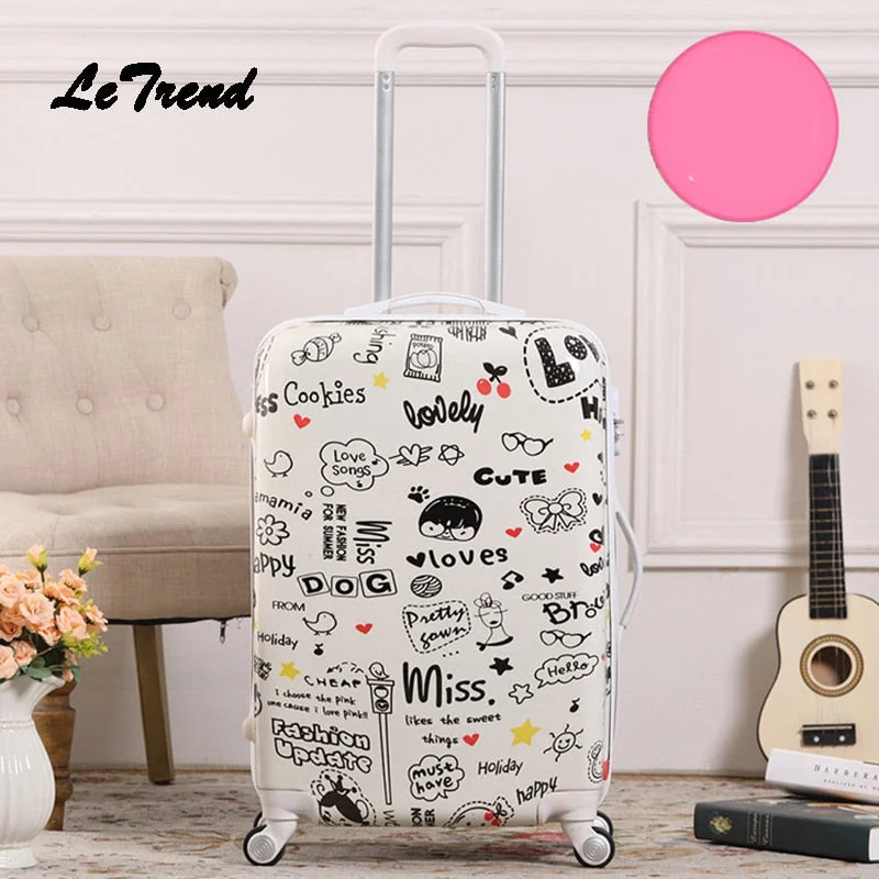 suitcase with stark style -Letrend Creative Student Rolling Luggage Spinner Men Wheels Suitcase Trolley 20 Inch Women Travel