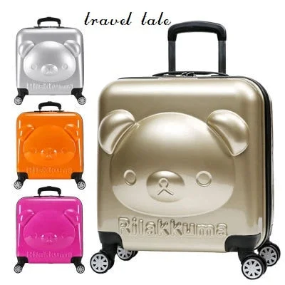 suitcase for pair travel -Travel Tale 100% Pc 18 Inch Rolling Luggage Spinner Easily Cartoon Bear Luggage Suitable For