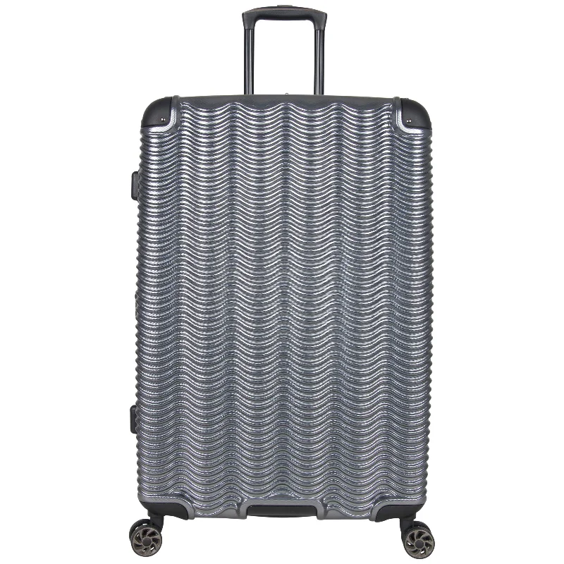 suitcase for expo travel -Kenneth Cole Reaction Wave Rush 28" Lightweight Hardside 8-Wheel Spinner Expandable Checked Suitcase, Metallic Charcoal