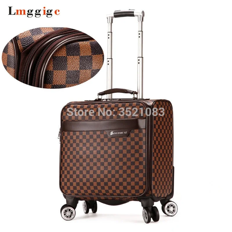 suitcase with slim wheels -16" Inch Women Classic Rolling Travel Luggage Suitcase Bag,Men Wheel Drag Box ,High Quality