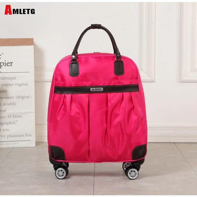 suitcase for frost styles -Amletg New Hot Fashion Women'S Brand Caster Casual Solid Color 4 Color Case Rolling Luggage Trolley