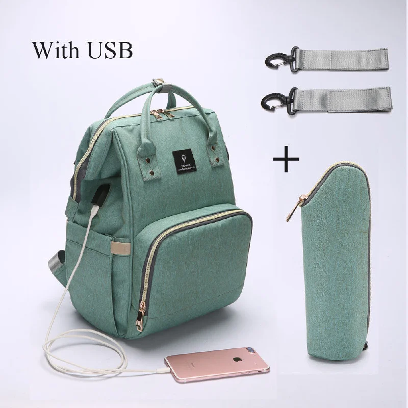 backpack for frost ties -Mummy Maternity Nappy Bag With Usb Interface Large Capacity Waterproof Nappy Bag Kits Backpack