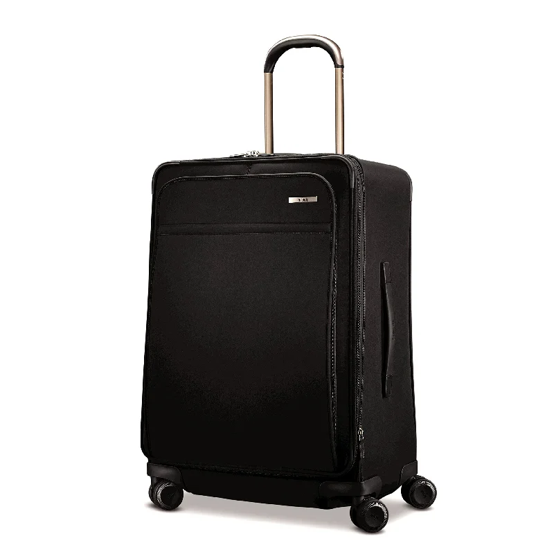 suitcase with old-school look -Hartmann Metropolitan 25" Medium Journey Expandable Spinner (DEEP BLACK)