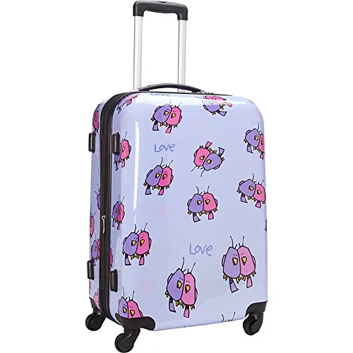 secure suitcase with combination lock -Ed Heck Multi Love Birds Hardside Spinner Luggage 25 Inch, Light Purple, One Size