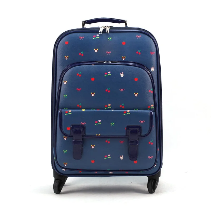 suitcase with fresh grips -Luggage Female Small Fresh Universal Wheels Suitcase Trolley Luggage Travel Bag Luggage 20 16,Retro