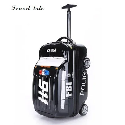 suitcase with slim casters -Travel Tale Cartoon Car  20 Inch Size Children Pc Rolling Luggage Spinner Brand Travel Suitcase