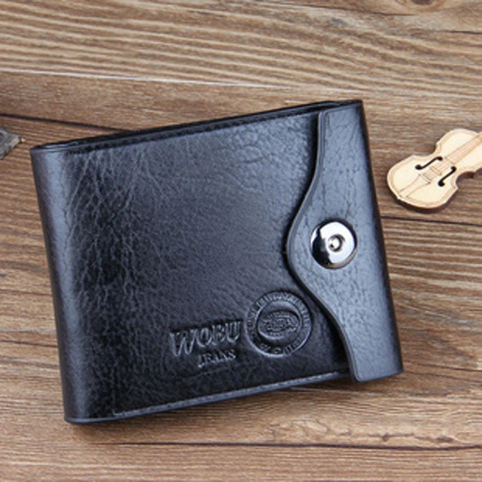 Beige leather wallet for hiking-Carteras Mujer Fashion Mens Wallet Leather Bifold Id Cards Holder Coin Pocket Bag 2016 Wallets Slim