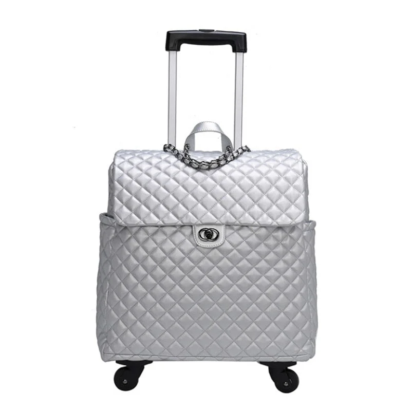 suitcase with comfortable grip -Super Storage Super Storage Trunk Luggag 2019 New Vintage Leather Suitcase Spinner Retro Cabin