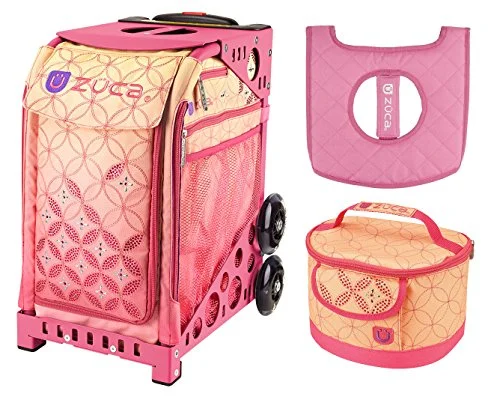 duffel bags for low-cost travel -Zuca Sport Bag - Sunset With Lunchbox And Seat Cover (Pink)