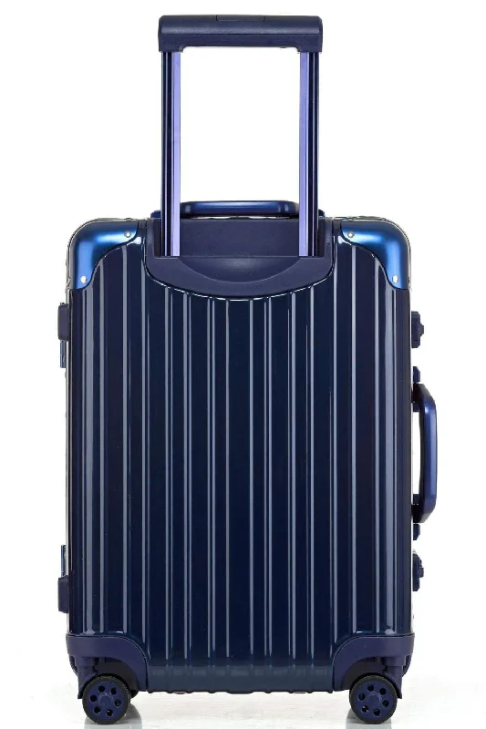 suitcase for conscious travelers -Swivel Wheel Trolley Case, Aluminum Frame Travel Case, Swivel Wheel Trolley Case + Pc Vertical Suitcase, Blue, 24 inch