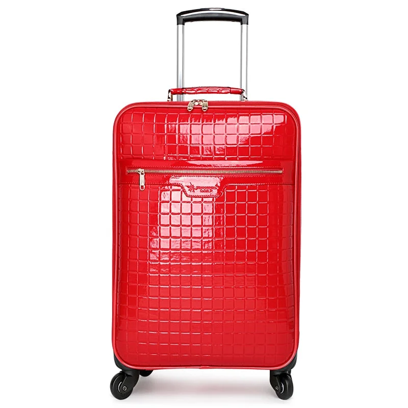 suitcase with cushy grips -Red Luggage Married The Box Bride Box Suitcase Female Travel Trolley Luggage Bag,16 20 24Fashion