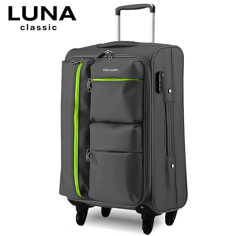 suitcase with wide sections -Universal Wheels Trolley Luggage Travel Luggage Bag Soft Box Luggage Bag,Large Capacity 20 24