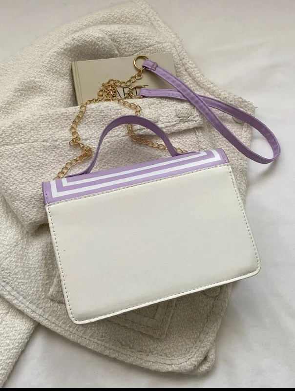 Purple canvas shoulder bag for daily-Women's Handbags Kawaii Anime Sailor Cosplay Pu Leather Purse Moon Bow Chain Crossbody Shoulder Bags