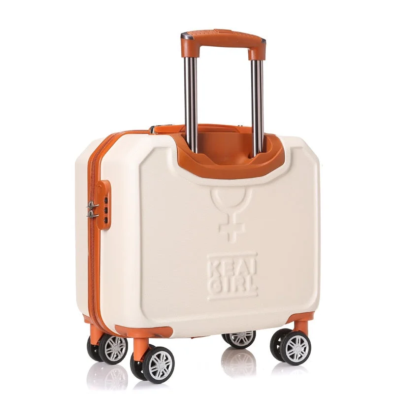 suitcase for duo trips -Small Universal Wheels Travel Luggage Bag Female 16 Trolley Luggage Mini Password Box,Korea Fashion