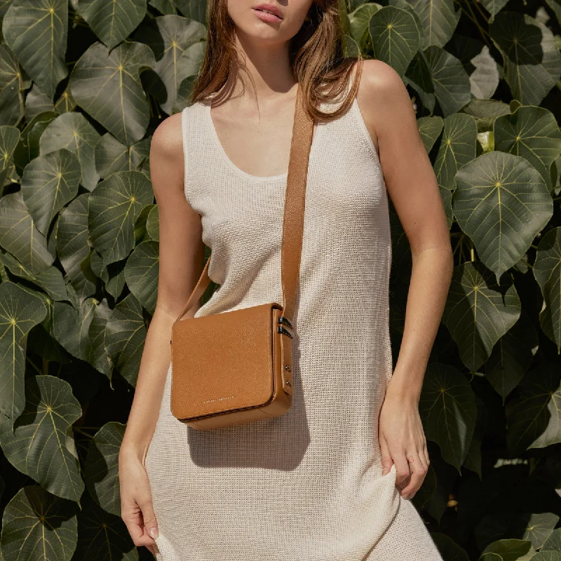 Beige leather shoulder bag for parties-Status Anxiety Want To Believe Bag Tan